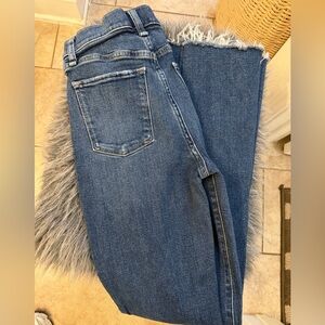 Abercrombie & Fitch Mid-Wash Flare Ultra High Rise Frayed Jeans